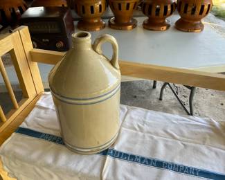 Blue band stoneware jug
