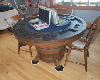 Barrel Theme Flip Top Poker / Bumper Pool Table and FLAT TOP for Eating
