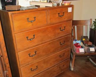 Vintage Henredon bedroom set. "Artefacts" King-size headboard, dresser, nightstands