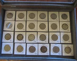 Great collection of costume jewelry, knives, collectibles coins, paper money, handmade smoking pipes, antique watches, Apple products, Obsidian stones, 1886 coin bag, 1920s RARE condiment set and more.
