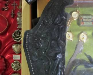 RARE and finely crafted Holster by craftsman, Oliver Ball. ( Mr. Ball was a Fort Worth, TX PD Homicide detective from 1940-1976 and made these special gun holsters for academy graduates and many lawmen in Texas. He passed away in 1983.