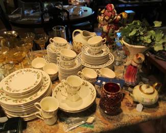 The holidays are coming! We have several sets of lovely dishes. Homer Laughlin, Royal Doulton, Franciscan