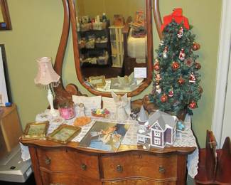 Victorian antique dresser with beveled mirror