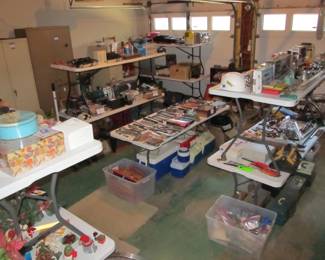 We have lots of yummy tools, fishing gear, camping gear, Christmas decor, storage, toolboxes, bikes, and more!