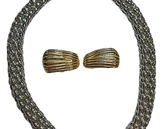 Silver Gold Tone Statement Necklace Set