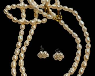 Pearl Bead Necklaces Earrings