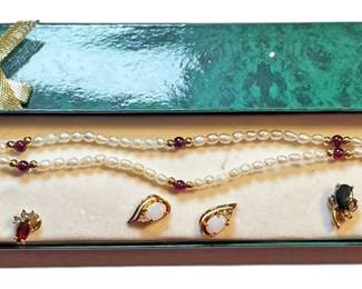 Pearl Bead Bracelet Earrings