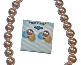 Beautiful Pink Pearl Bead Necklace Set