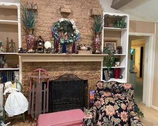 A full view of the fireplace