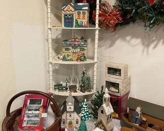 Lighted houses and buildings, people and accents, wood Noah's Ark with animals