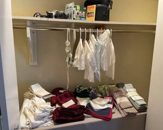 Vintage baby clothing, vintage place mats, napkins, kitchen towels