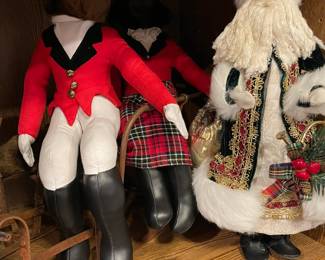 Pair of Christmas foxes, Santa