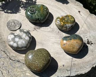 Ocean Jasper hand carved hearts