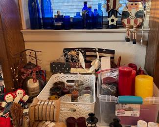 Candles, Fall, votive, blue glass