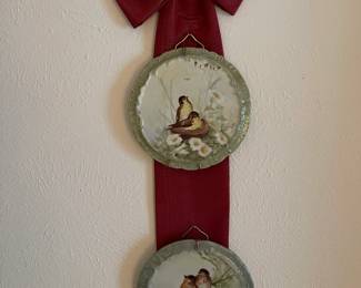 Hand painted plates with birds
