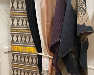 Vintage wall hanging, scarves, shawls 