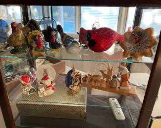 Turkeys, Christmas, birds and glass ornaments