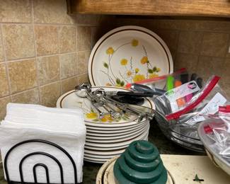 Vintage pottery, kitchen utensils