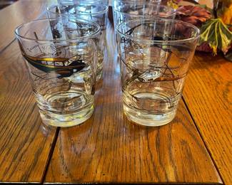 Mid Century bar ware with airplanes 