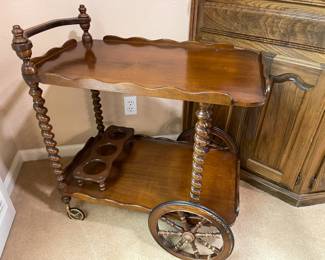 Vintage barley twist tea cart
