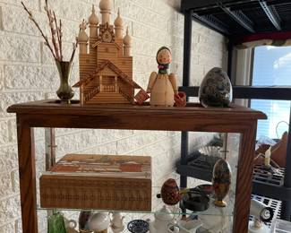 This showcase has lots of travel pieces, including items from Russia