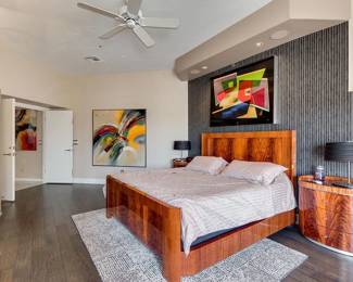 Bed sold. Artwork nightstands and lamps available. Giorgio Collection, phoenix art group