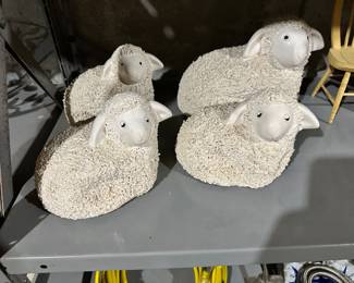  Popcorn Textured White Sheep Figurines Farmhouse/Country  1-12” &  3-8” rare find