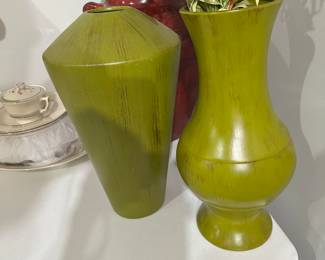 green vases