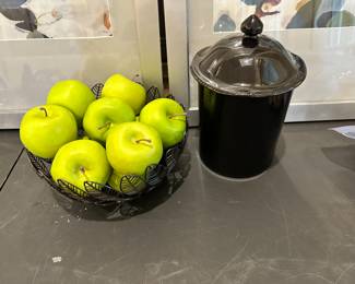 Vietri Cuccina Canister,  Basket of faux apples