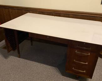 Super cool Alma Desks mid-century executive desk with woven side panels. The only one of these I have ever seen.