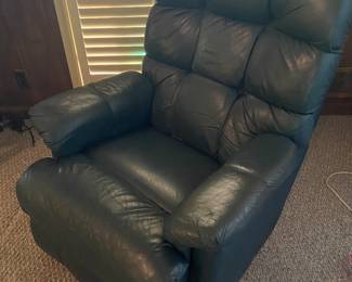 Blue leather La-Z-Boy.