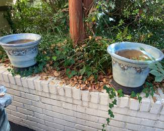 Cool pair of blue planters.