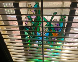 Pretty iris stained glass.