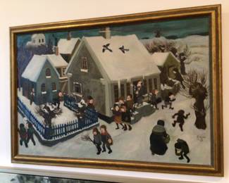 Signed mid century OC painting/ E. Holm