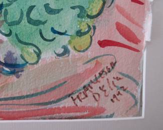 Francesca D'Elia 1992 signature on large watercolor.