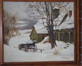 Signed winter scene. Oil.