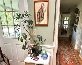 Detail Arab man watercolor. Glass view to LR hall.