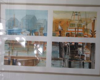 Watercolor, window pane effect. 