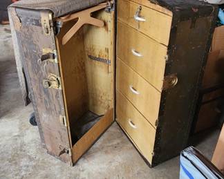 Antique Wardrobe Steamer Trunk