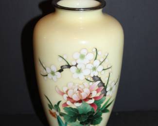Japanese Butter Yellow Cloisonné Vase