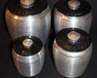Vintage Kromex brushed aluminum canister set