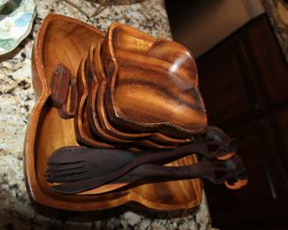 wood salad set