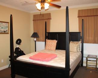 king silk pillow-top mattress with contemporary four-poster bed