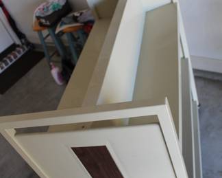 rolling metal double-sided bookcase