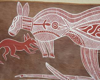 Australian Aboriginal x-ray art, on eucalyptus bark 11"x24"