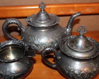 antique quadruple plate tea service