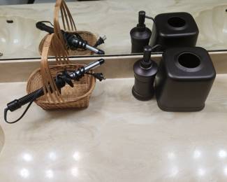 Bathroom - basket, curling iron & decor