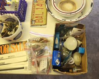 Garage -vintage porcelain pans 