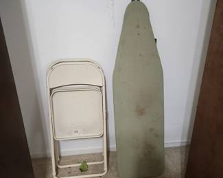 1 folding chair & ironing board