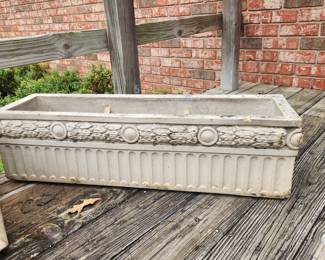 One of two concrete planters
